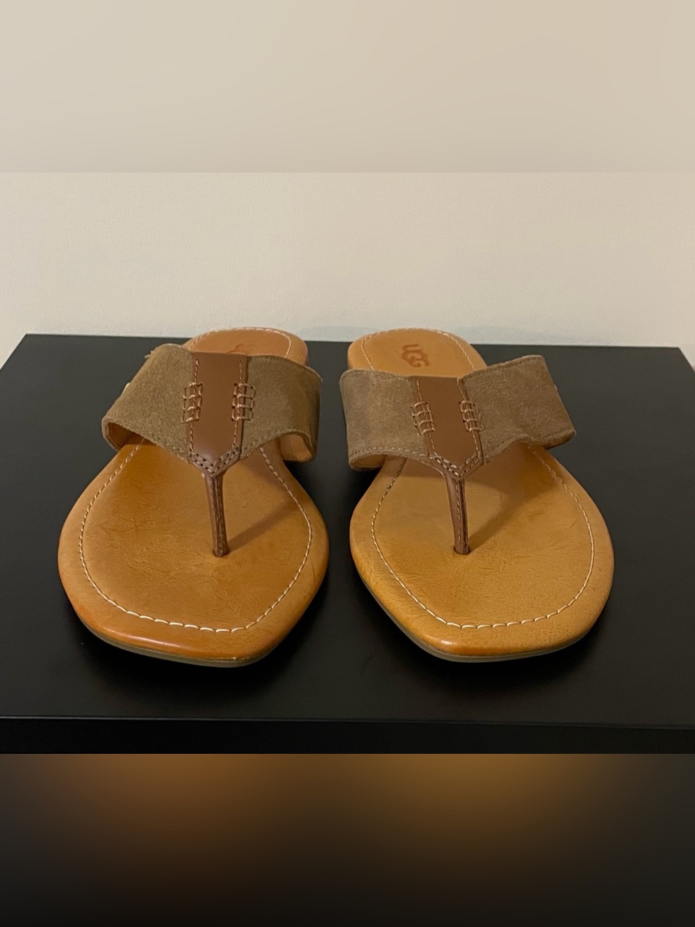 UGG Carey Tan Suede Thong Flip Flop Sandals